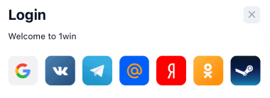 1Win login with social networks